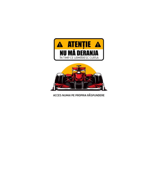 Atenție model alb pe tricou