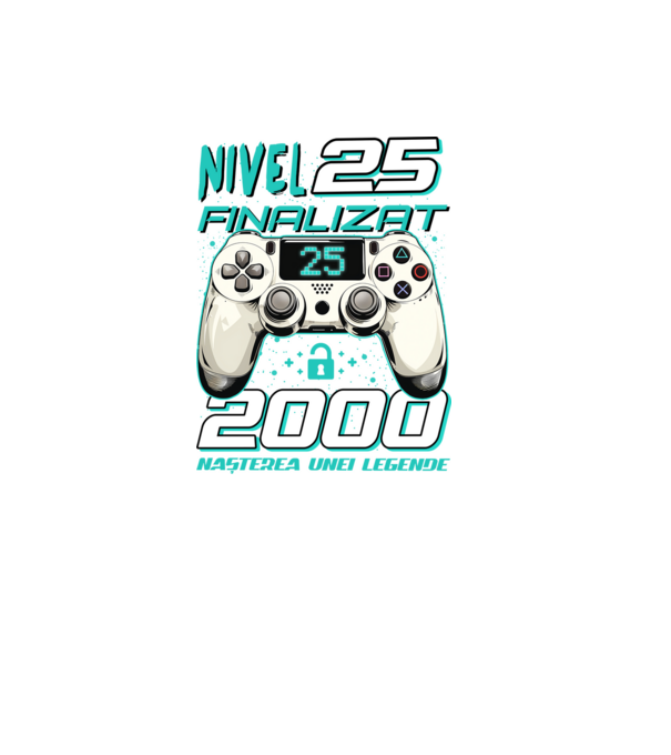 Nivel finalizat 25 2000 model negru pe tricou