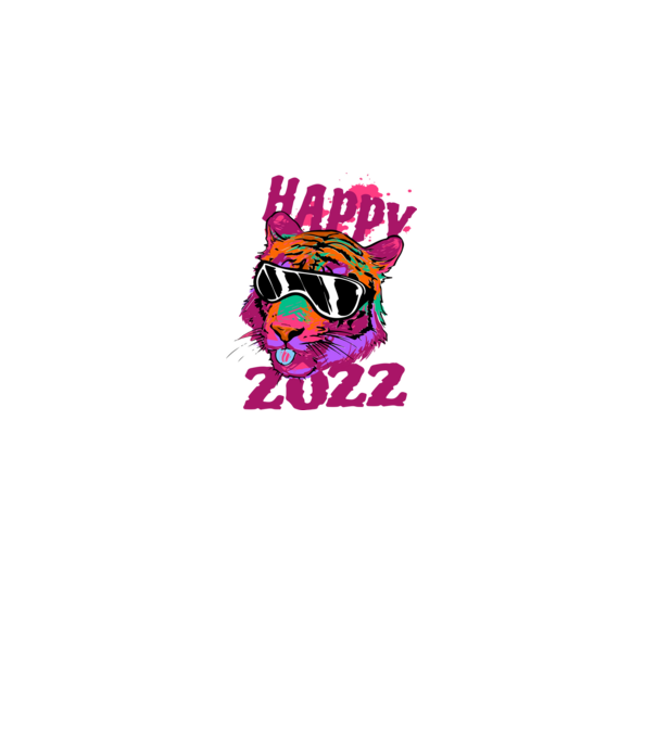 Happy 2022 tiger model alb pe tricou