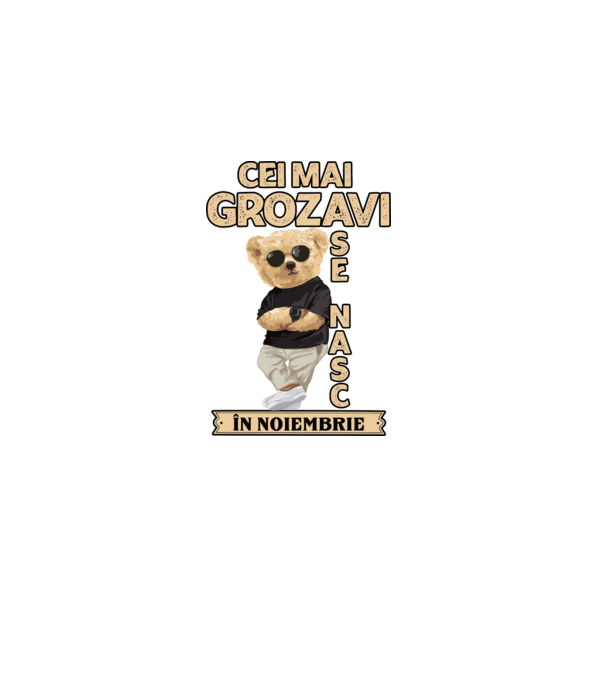 Teddy cel cool noiembrie model negru pe tricou