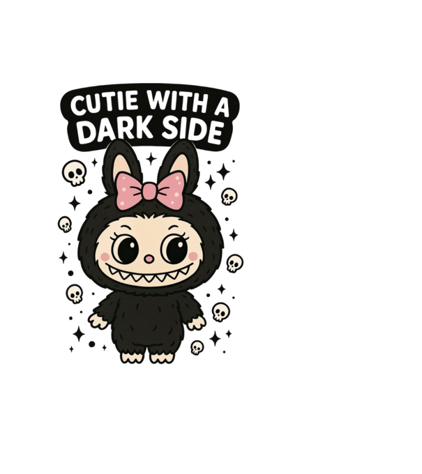 Cutie with a dark side model negru pe tricou