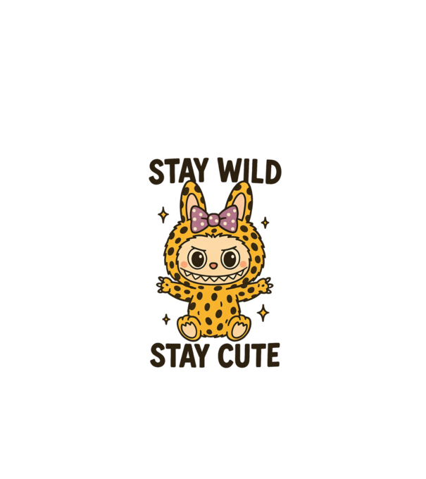 Stay wild - Labubu model alb pe tricou
