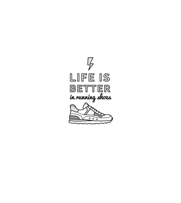 Life is better running shoes model roșu pe tricou