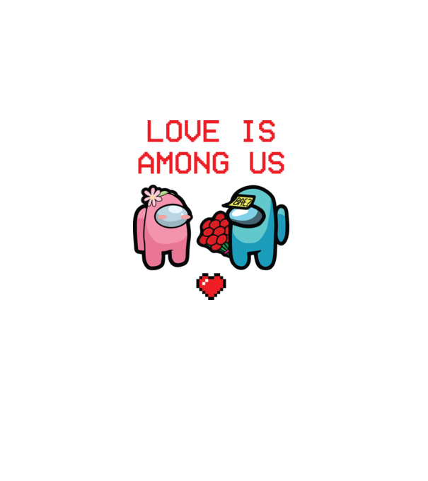 Among us love model alb pe tricou
