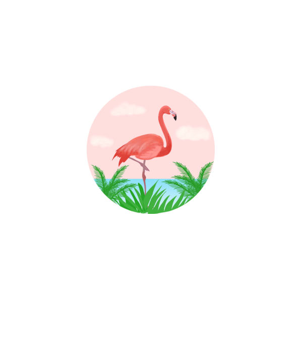 Flamingo model alb pe tricou