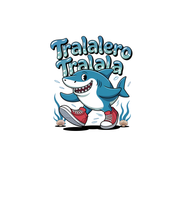 Tralalero Tralala drăguț model negru pe tricou