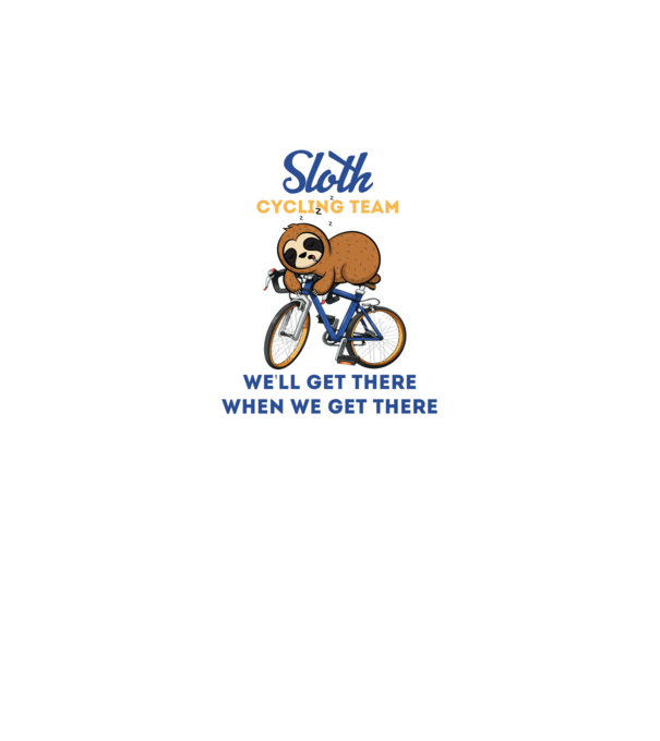 Sloth cycling team model alb pe tricou