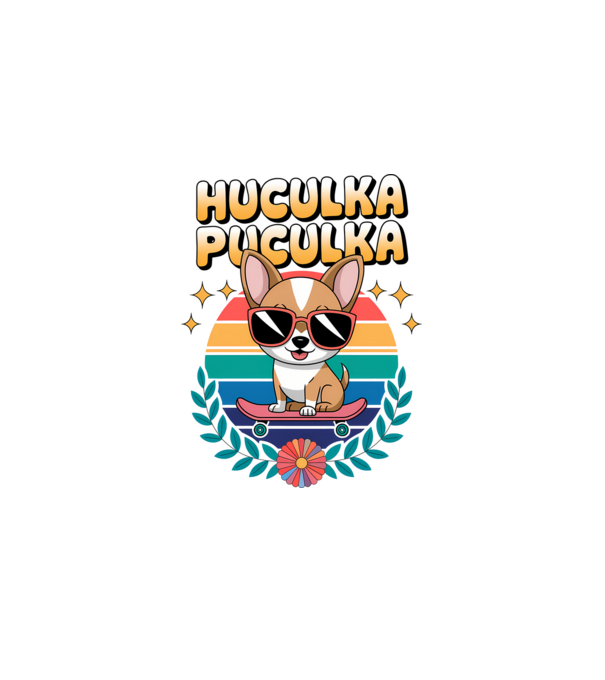 Huculka Puculka Câine 2 model alb pe tricou