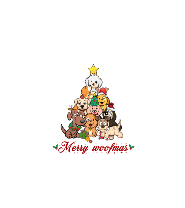Merry woofmas model negru pe tricou