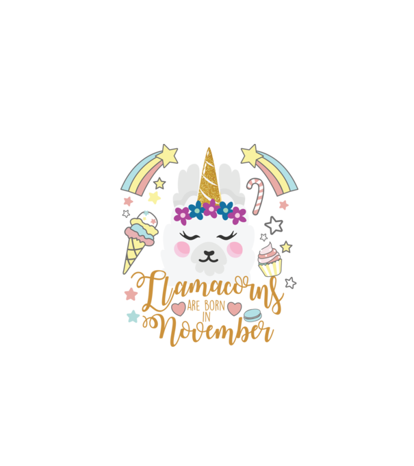 Llamacorns are born in November model alb pe tricou