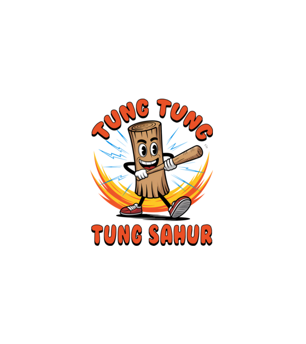 Tung Tung Tung Sahur drăguț model negru pe tricou
