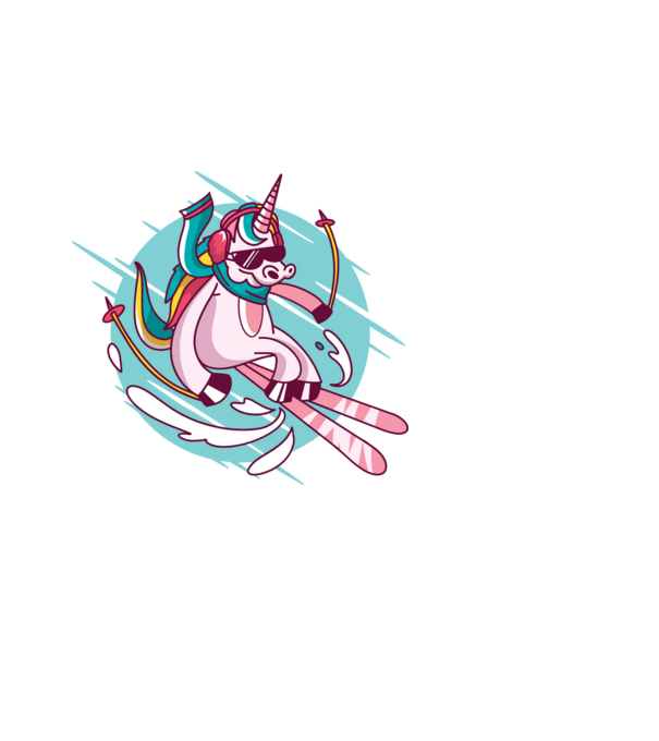 Unicorn ski model negru pe tricou