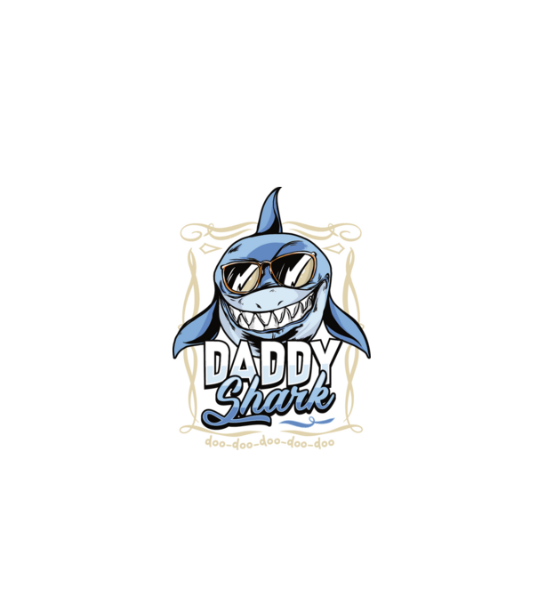 Daddy Shark model negru pe tricou