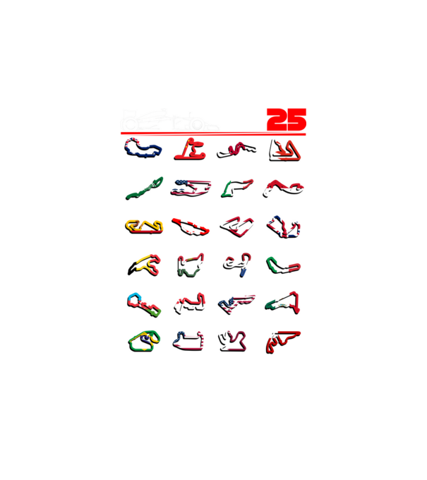 F1 calendar 2025 Negru model alb pe tricou