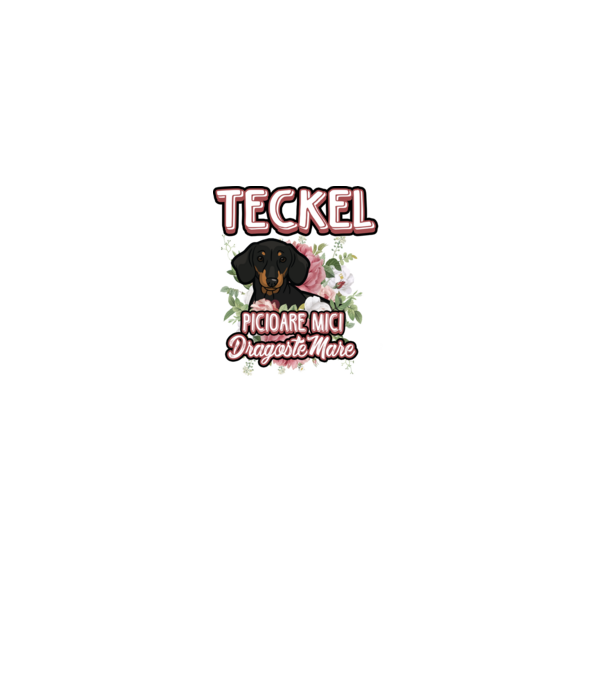 teckel : picioare mici dragoste mare model gri pe tricou