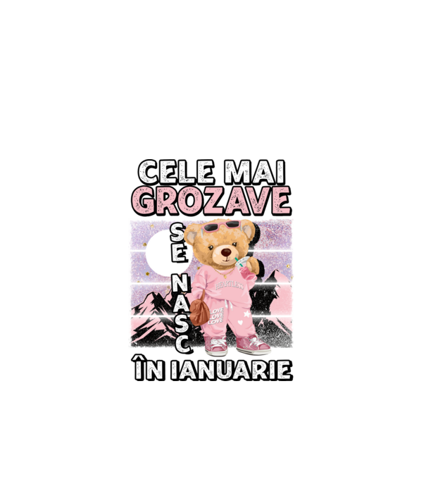 RETRO teddy fetişcană IANUARIE model negru pe tricou