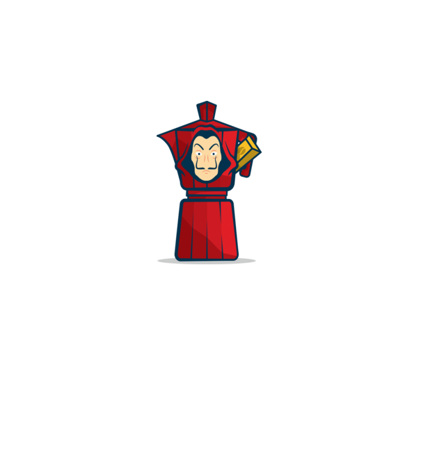 money heist coffee model alb pe tricou