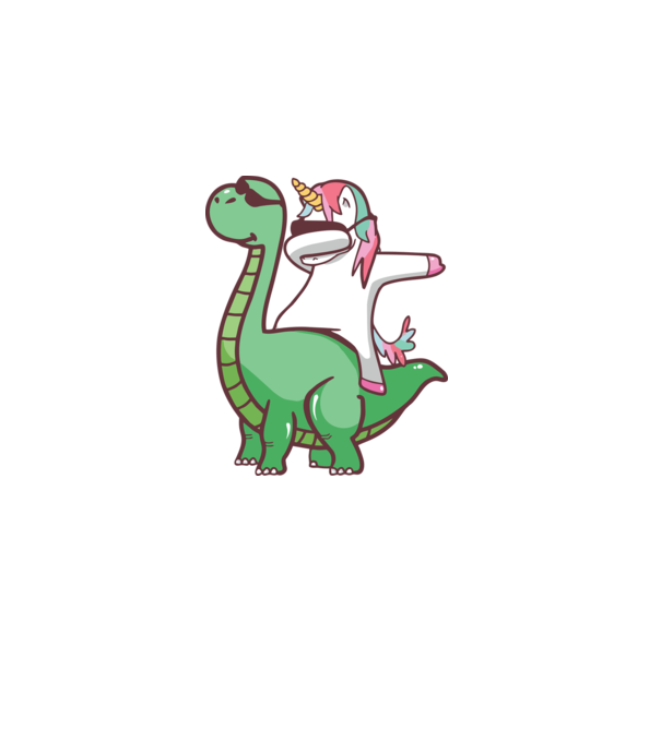 Dinozaur dabunicorn model negru pe tricou