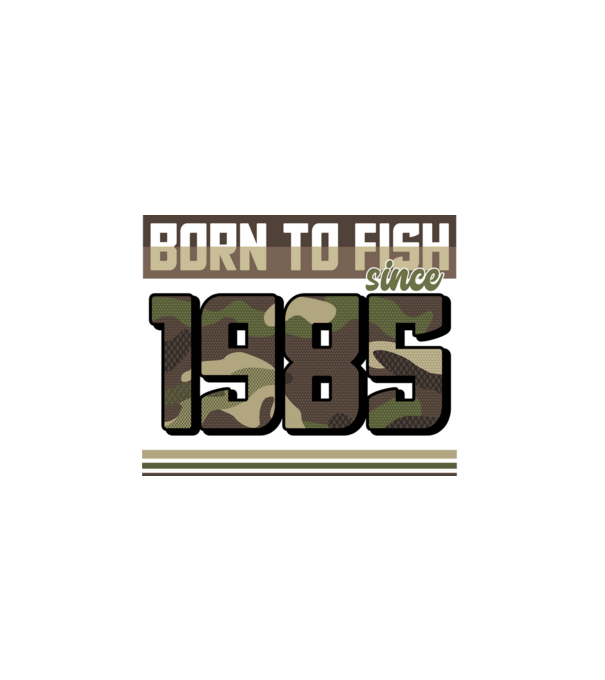 Born to fish since 1985 model negru pe tricou