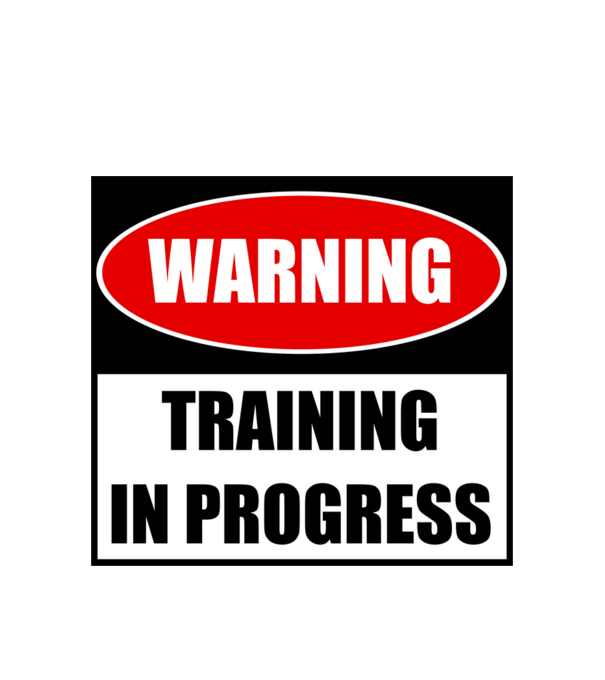 Warning Training In Progress model alb pe tricou