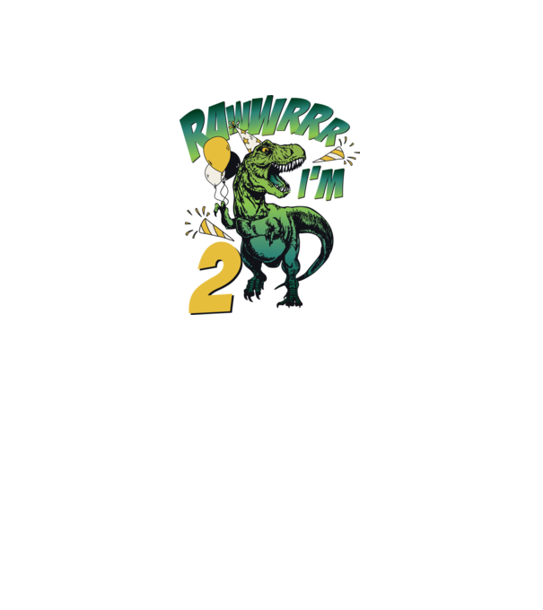 'Birthday Dinosaur rawww i''m 2' model alb pe tricou