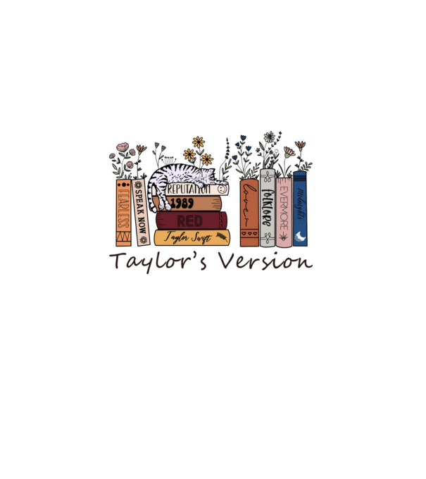 Eras tour books color cat model alb pe tricou