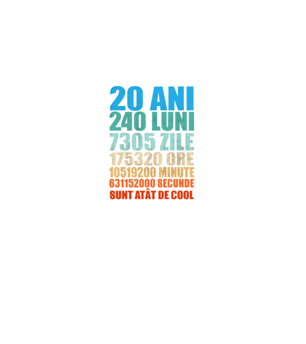 De 20 ani - luni - zile - ore - minute - secunde - sunt atât de cool model negru pe tricou