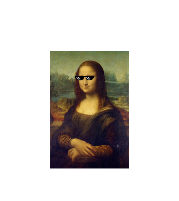 Mona Lisa Deal with it model alb pe tricou