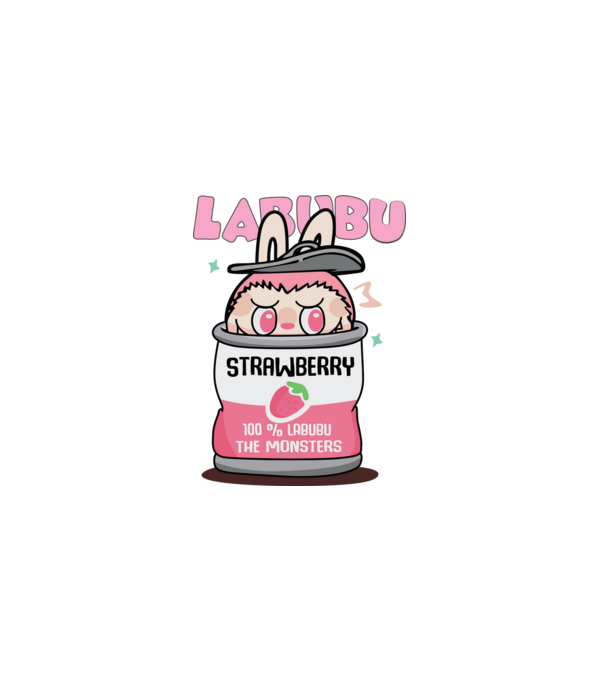 Strawberry Labubu model alb pe tricou