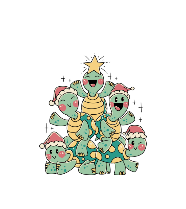 Turtle christmas tree model alb pe tricou