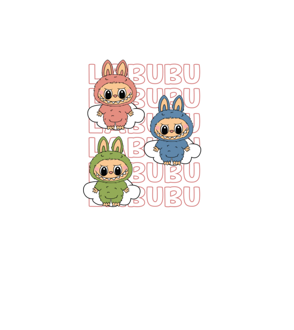 LABUBU model alb pe tricou