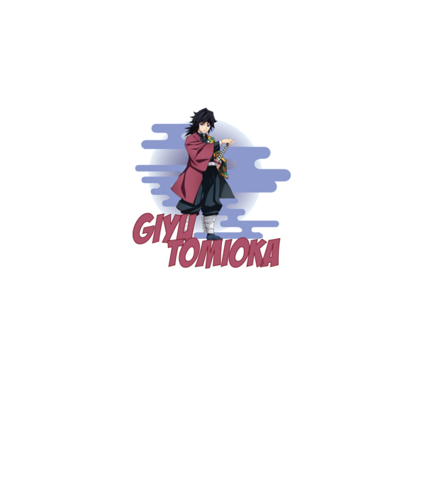 Demon Slayer Giyu model alb pe tricou