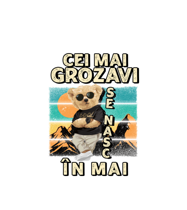 RETRO teddy MAI model alb pe tricou