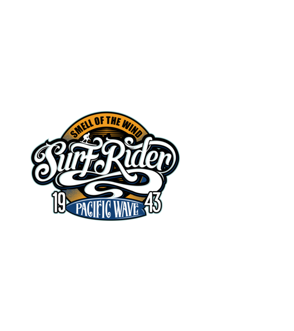Surf Rider model negru pe tricou