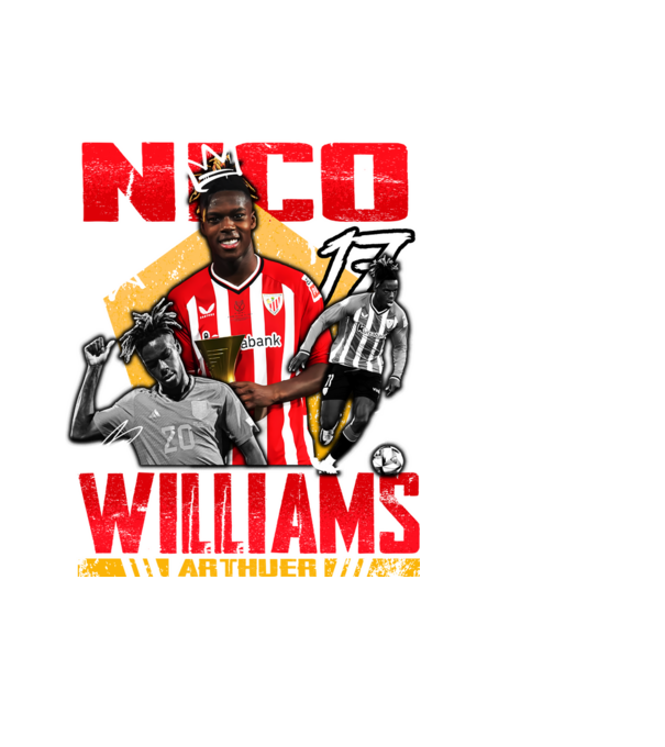 Nico Williams tribute model negru pe tricou