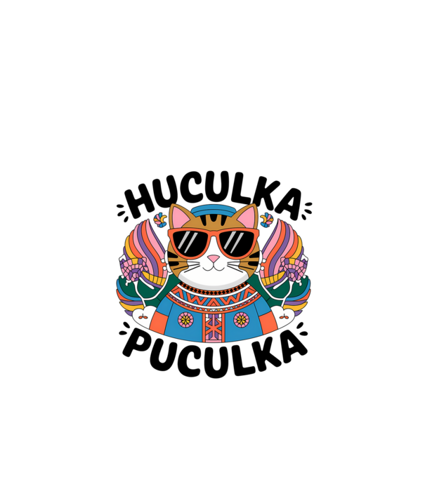 Huculka Puculka pisică 3 model alb pe tricou