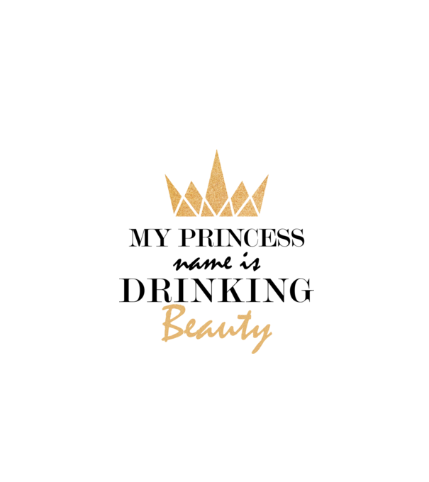 Drinking beauty gold model alb pe tricou