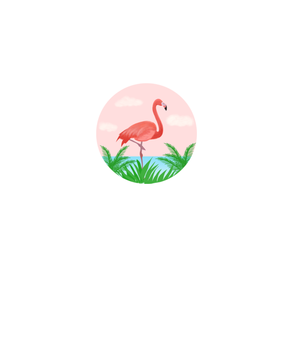 Flamingo model alb pe tricou