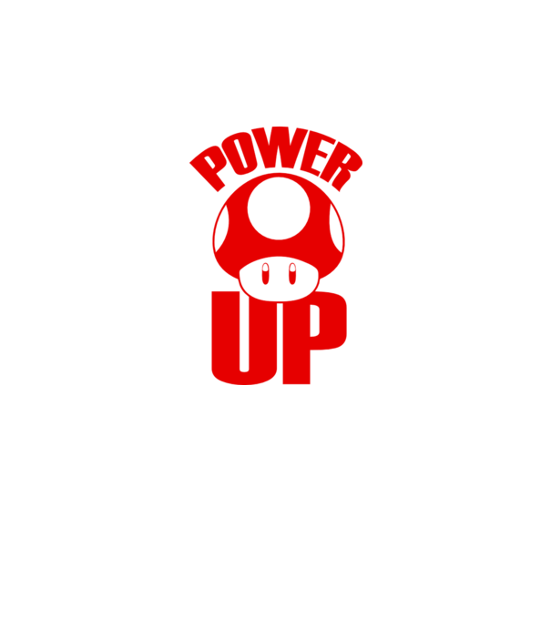 Power up model alb pe tricou