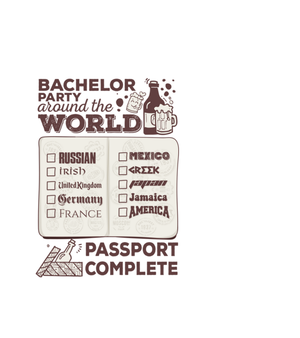 Bachelor Party World tour model alb pe tricou