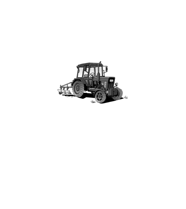 TRACTOR model alb pe tricou