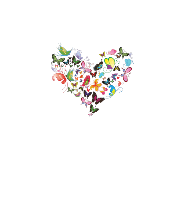 Butterfly Heart model alb pe tricou