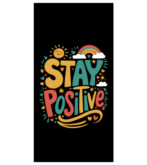 Stay positive model alb pe tricou