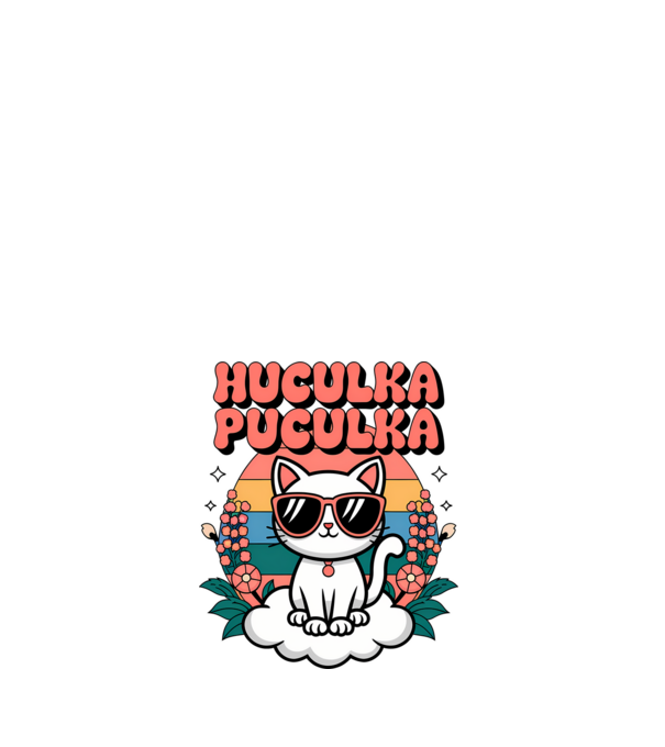Huculka Puculka pisică 1 model alb pe tricou