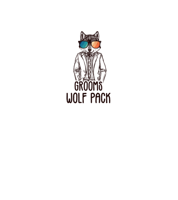 Grooms wolf pack model alb pe tricou