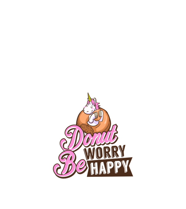 Donut worry be happy model alb pe tricou