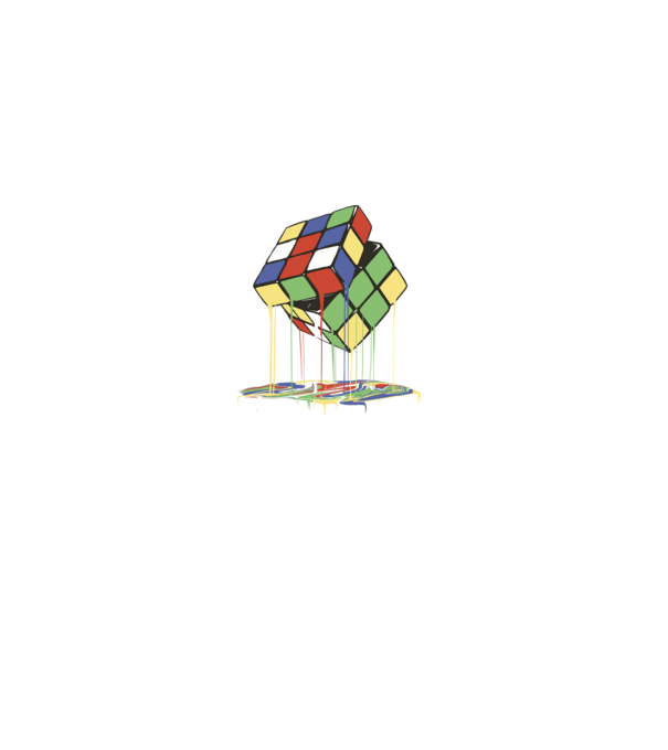 Melting Rubik cube model gri pe tricou