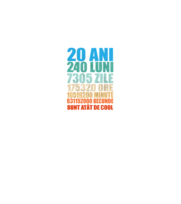 De 20 ani - luni - zile - ore - minute - secunde - sunt atât de cool model negru pe tricou