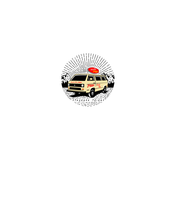 surfer boy pizza bus stranger things model gri pe tricou