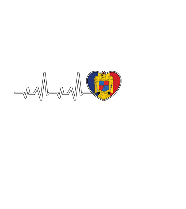 ROMANIA heartbeat model negru pe tricou